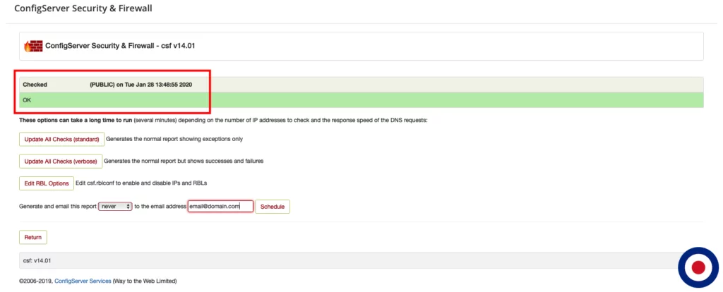 CSF IP Blacklist Checked