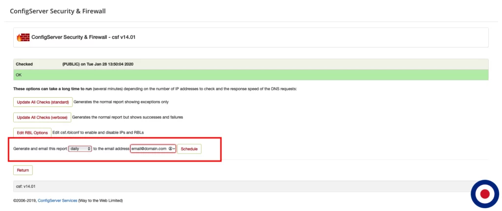 CSF IP Blacklist Check Email Report