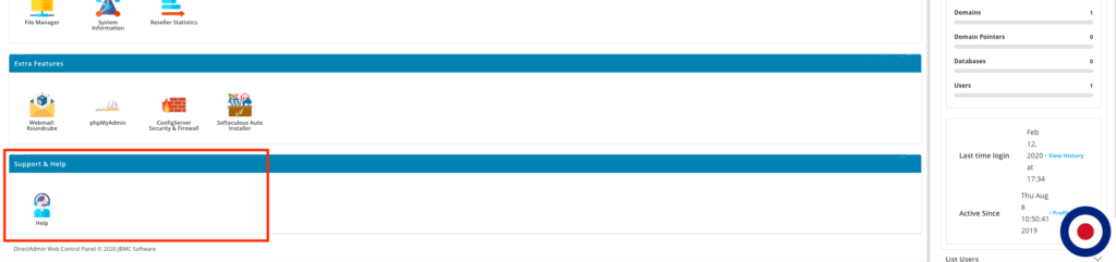 DirectAdmin Evolution Theme Options Dashboard