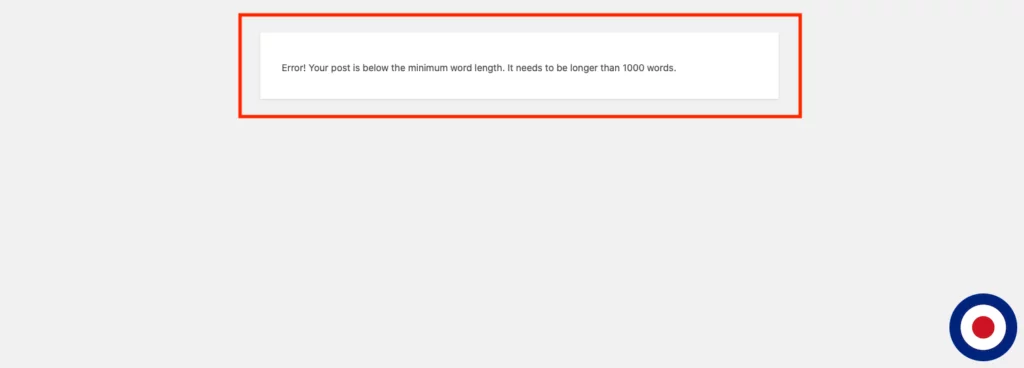 Minimum Post Word Count WordPress