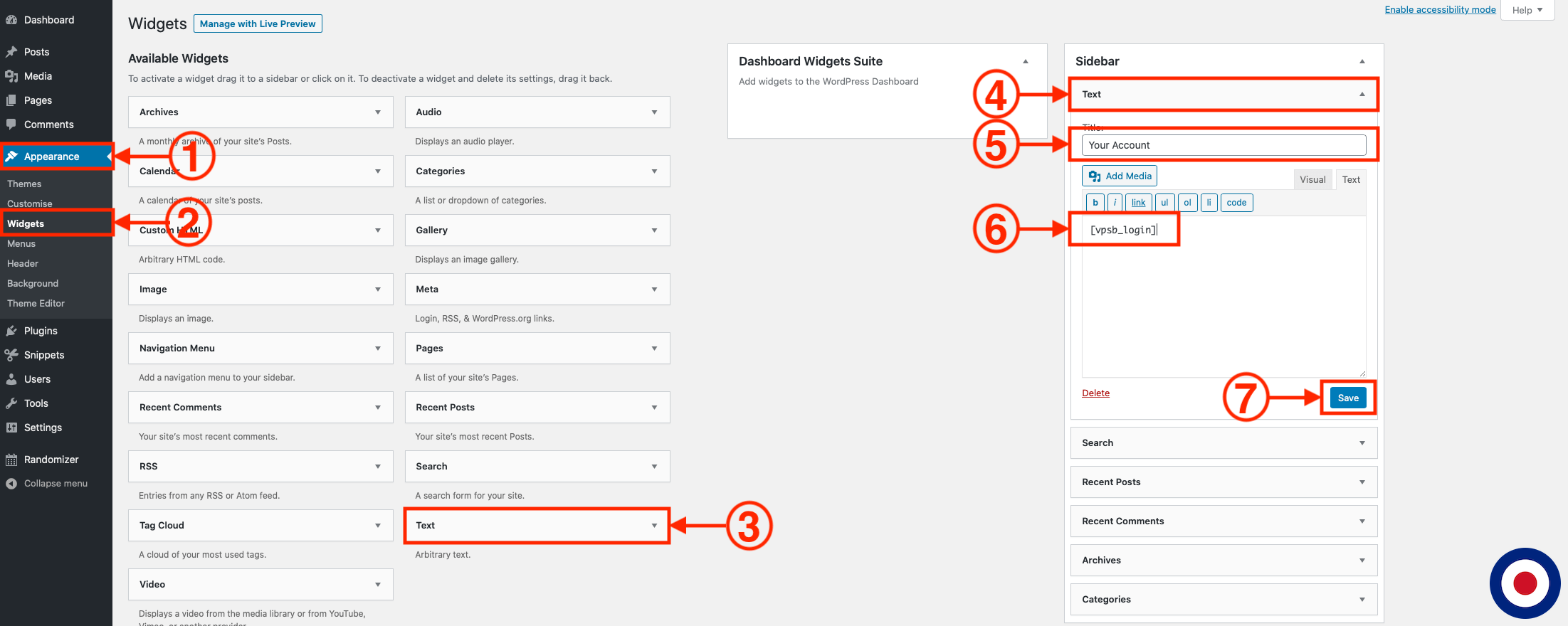 how-to-add-login-and-logout-buttons-to-the-wordpress-sidebar-vpsbasics