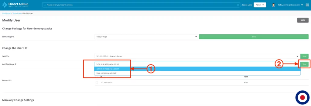 Add IPv6 Admin/Reseller - Add IPv6 Address