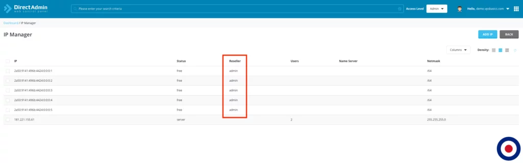 Add IPv6 DirectAdmin - Multiple Complete