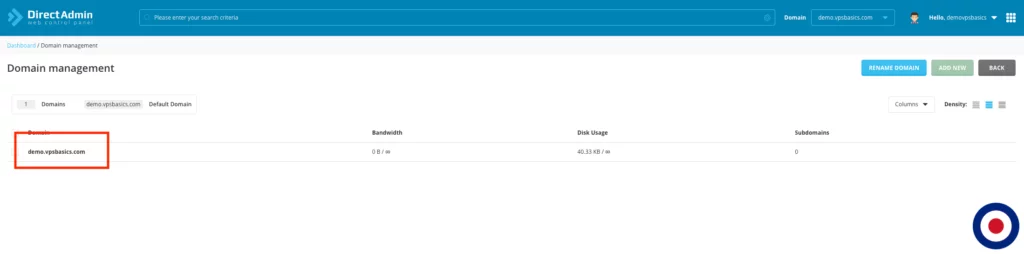 Add IPv6 User - Select Domain