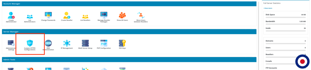 HTTP Security Headers DirectAdmin Dashboard