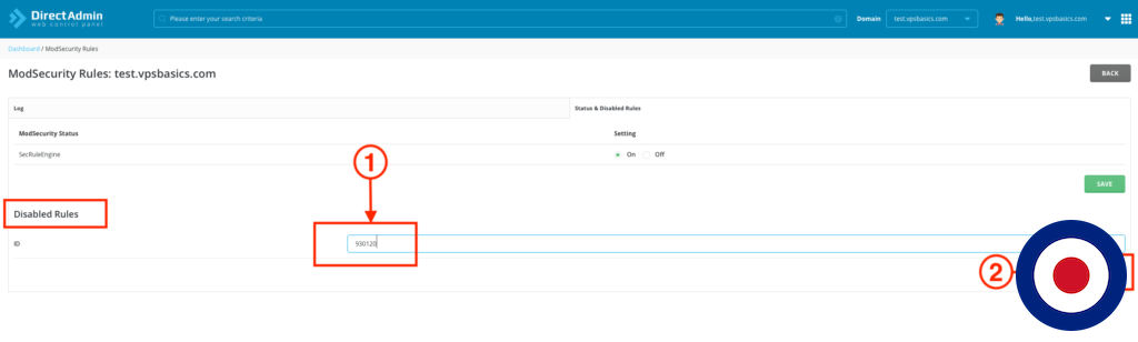 How to Enable, Manage and Disable ModSecurity Rules with DirectAdmin