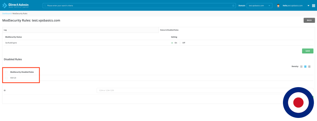 How to Enable, Manage and Disable ModSecurity Rules with DirectAdmin